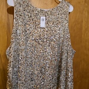 Old Navy Sequin Blouse - Silver and Gold